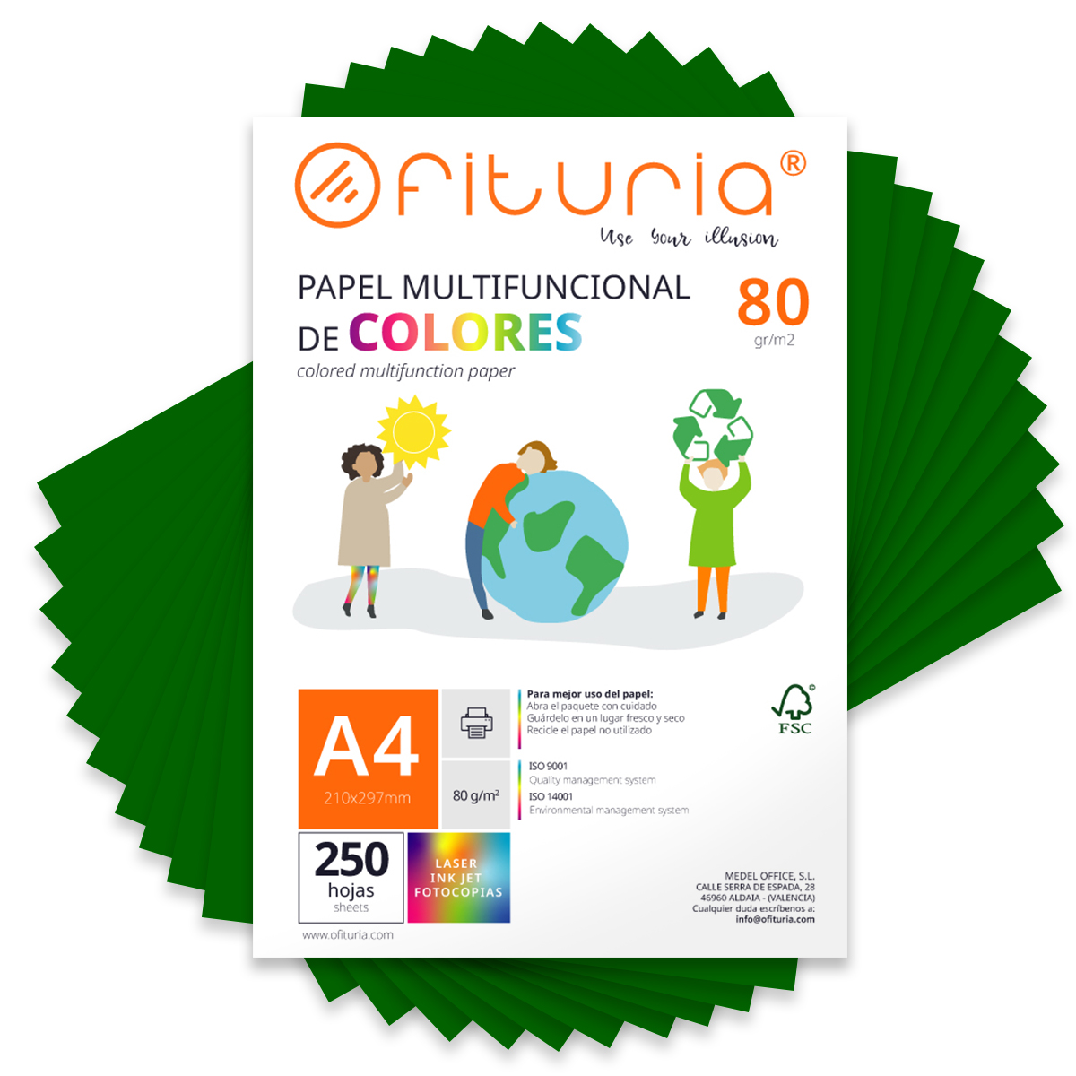Folios de Colores, Packs de Hojas A4 80gr – Papel de Colores para Manualidades, Impresora, Scrapbooking – Folios Colores – Ideal Origami, Papiroflexia, Oficina y Escuela