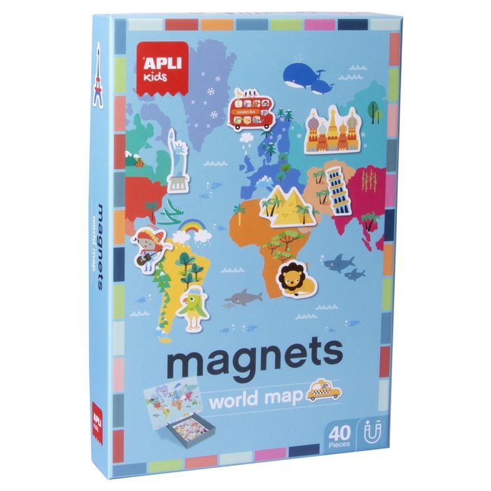 APLI JUEGO MAGNETICO MAPA MUNDI 40 PIEZAS SIN COLECCION 20x20x5 Cms.