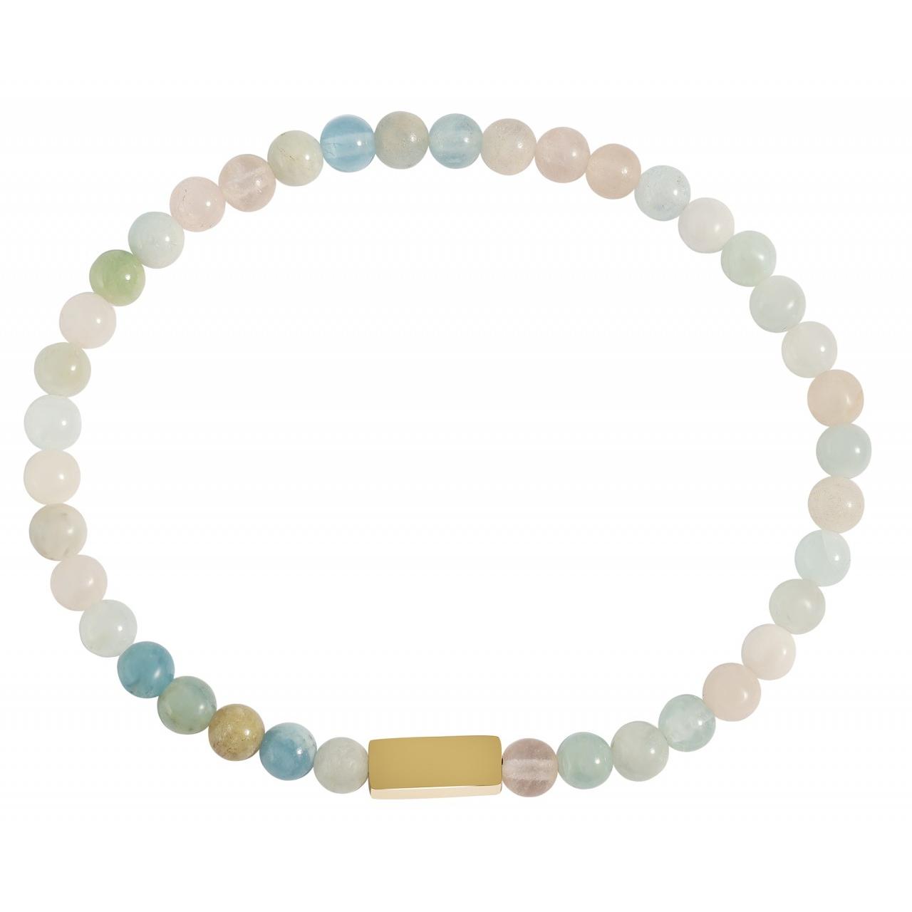 Akzent® Pulsera em Pedra Natural Morganite com Detalhe em Aço Inoxidável - 0574