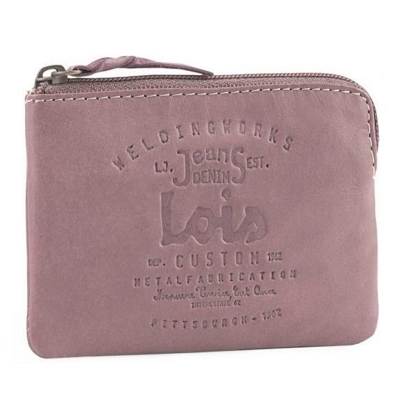 Lois - Monedero pequeño de piel genuina para mujer, diseño compacto 11 x 7 cm, con cierre frontal y compartimento trasero con cremallera