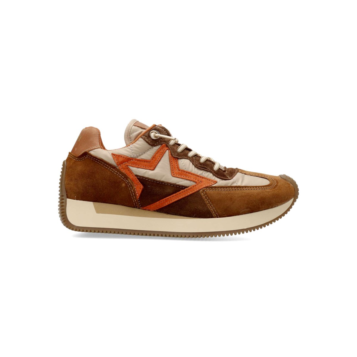 CETTI - Zapatillas casual mujer CETTI con diseño vintage retro, fabricadas en piel natural y textil, cordones elásticos y plantilla acolchada extraíble, hechas en España