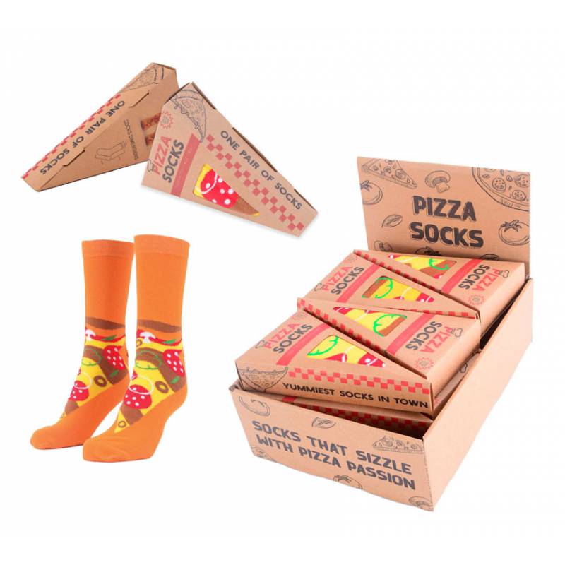 Disok Expositor de 12 Pares de Calcetines Pizza en Caja Regalo