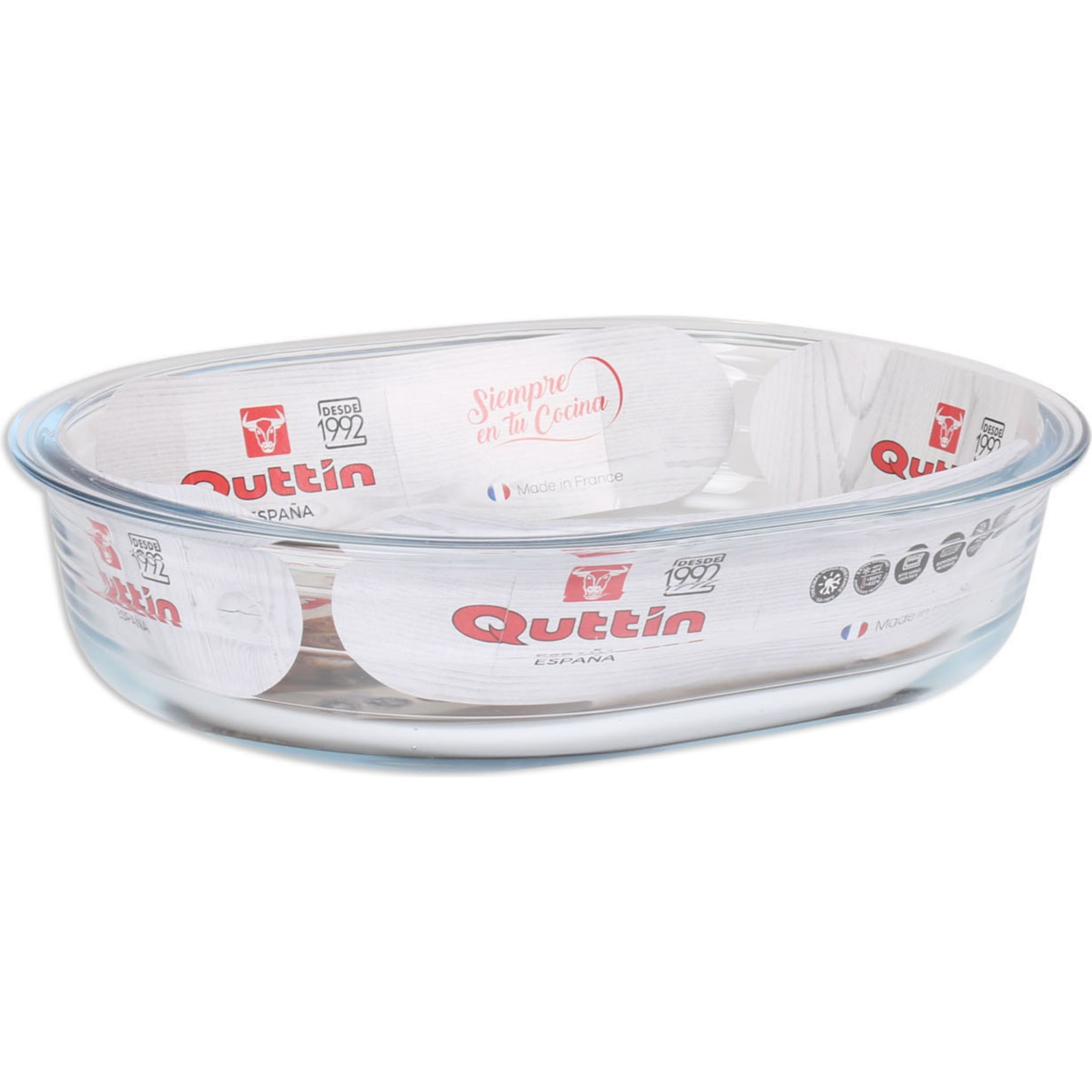 QUTTIN - Molde Tarta Vidrio Oval 23.5x19cm - Versátil y Duradero, Apto para Lavavajillas | Amystyle