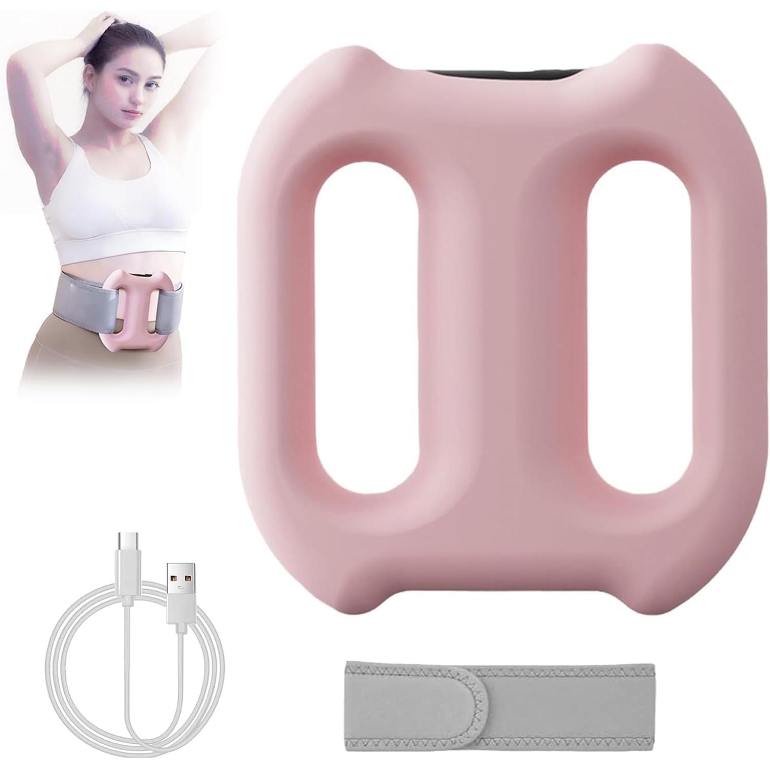 Masajeador de mano inalámbrico portátil, mini anillo de fascia de cuerpo completo con cinturón, masajeador eléctrico ergonómico para el vientre, 3 modos ajustables, 5 niveles de intensidad de masaje