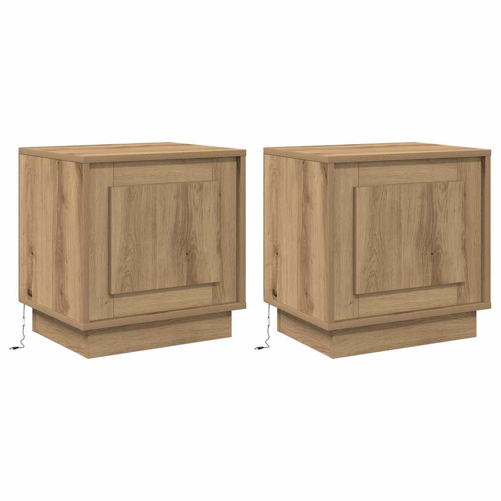 vidaXL Armario de Noche 2 uds. 44 x 34,5 x 45 cm Madera de ingeniería Multicolor