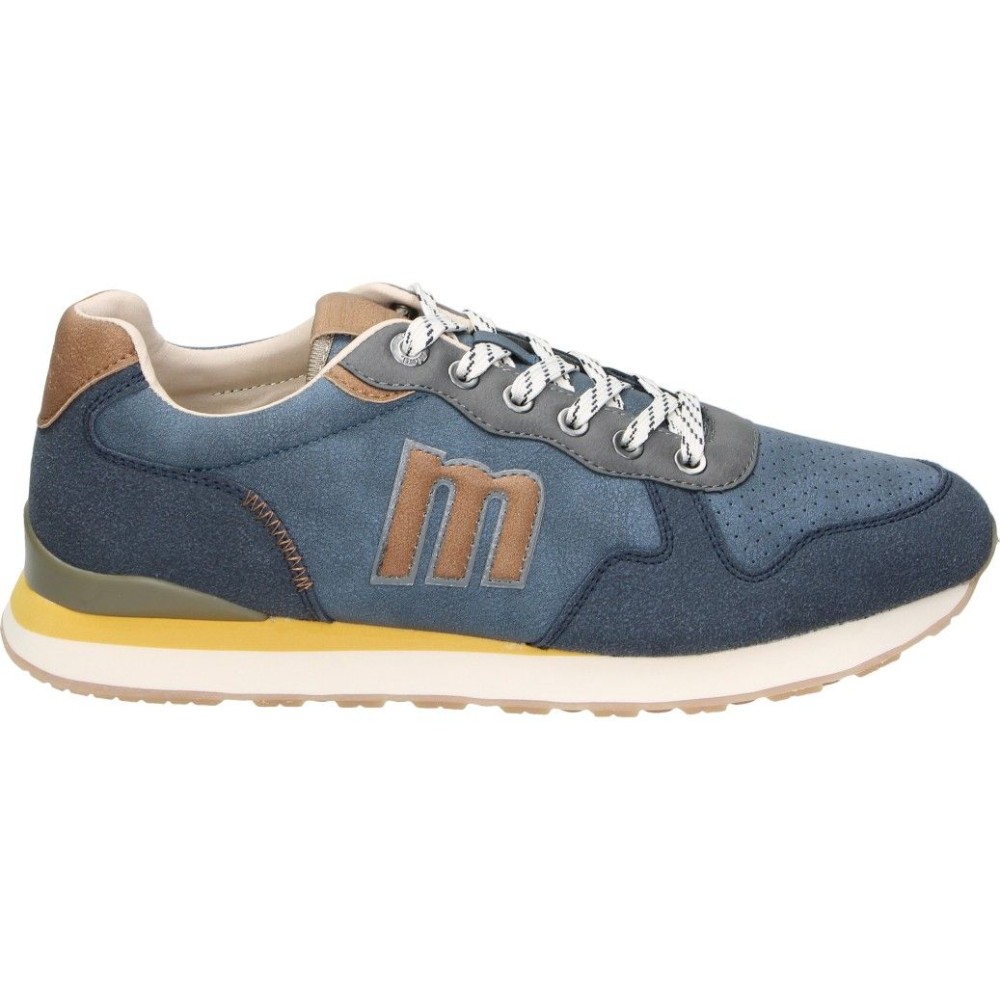MTNG | Zapatillas Mustang Porland para Hombre – Deportivas en Color Azul Marino con Detalles de Marrón y Amarillo – Sneakers con Cordones – Plantilla Starfit – Vegan – Cómodas y Versátiles – Modelo 84835