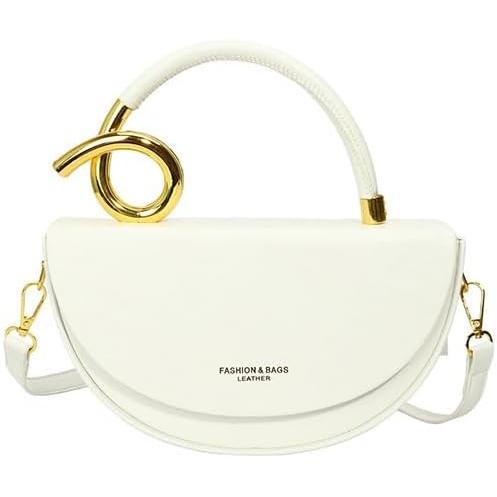 Monederos semicirculares para mujer, elegante bolso de hombro de piel sintética, bolso cruzado elegante