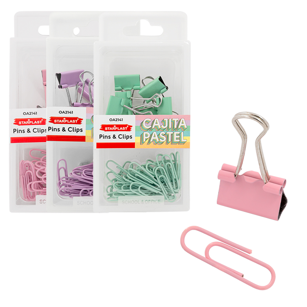 Starplast Caja PVC con Clips y Pinzas - Accesorios de Oficina