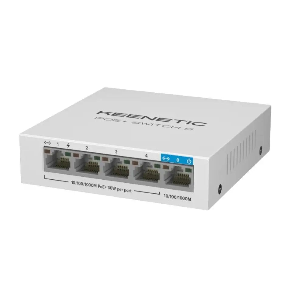 KEENETIC - Switch Gigabit de 5 puertos con 4 puertos PoE+ (60 W), modelo KN-4610-01-EU, para cámaras IP, teléfonos VoIP y puntos de acceso inalámbricos