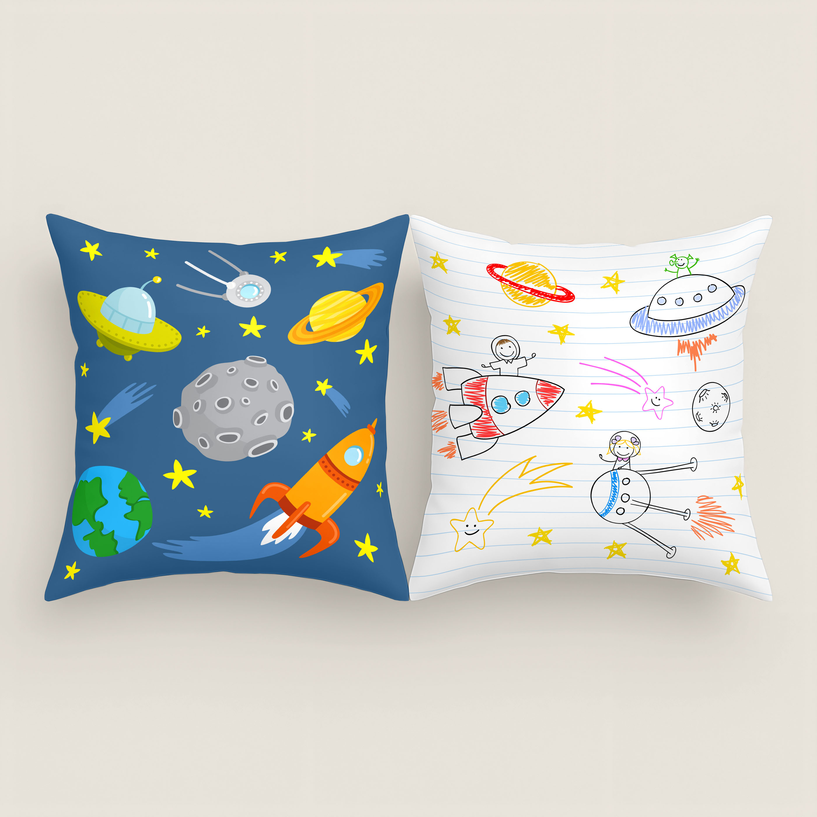 COOL KIDS - Funda de Cojín Estampada - 100% Algodón Extrasuave - Medida 50x50 cm - Fabricado en España