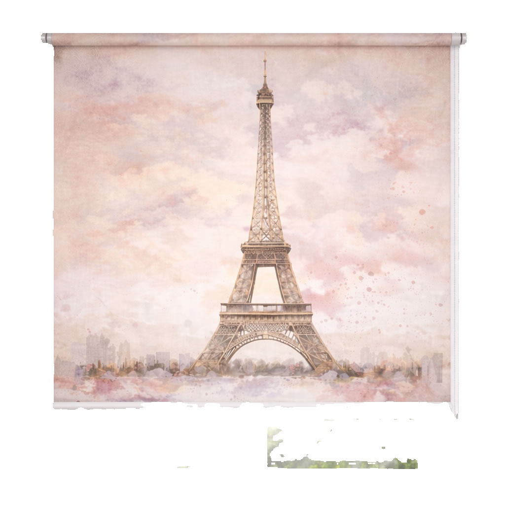 Estores Iroa- Estor Enrollable Decorativo París Torre Eiffel – Estor Ventana Diseño Acuarela | Translúcido
