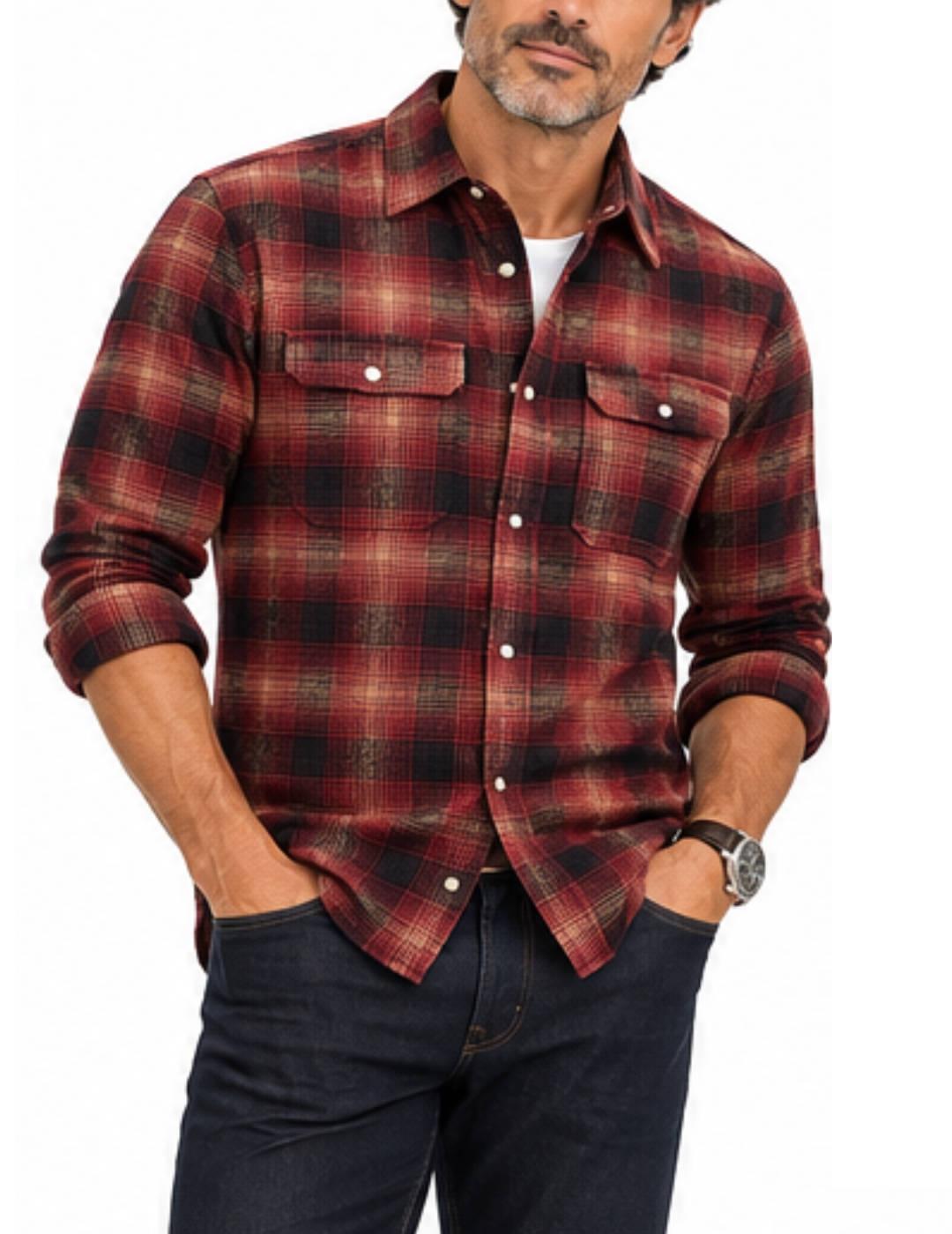 Camisas Jack&Jones Texas rojo cuadros negros para hombre