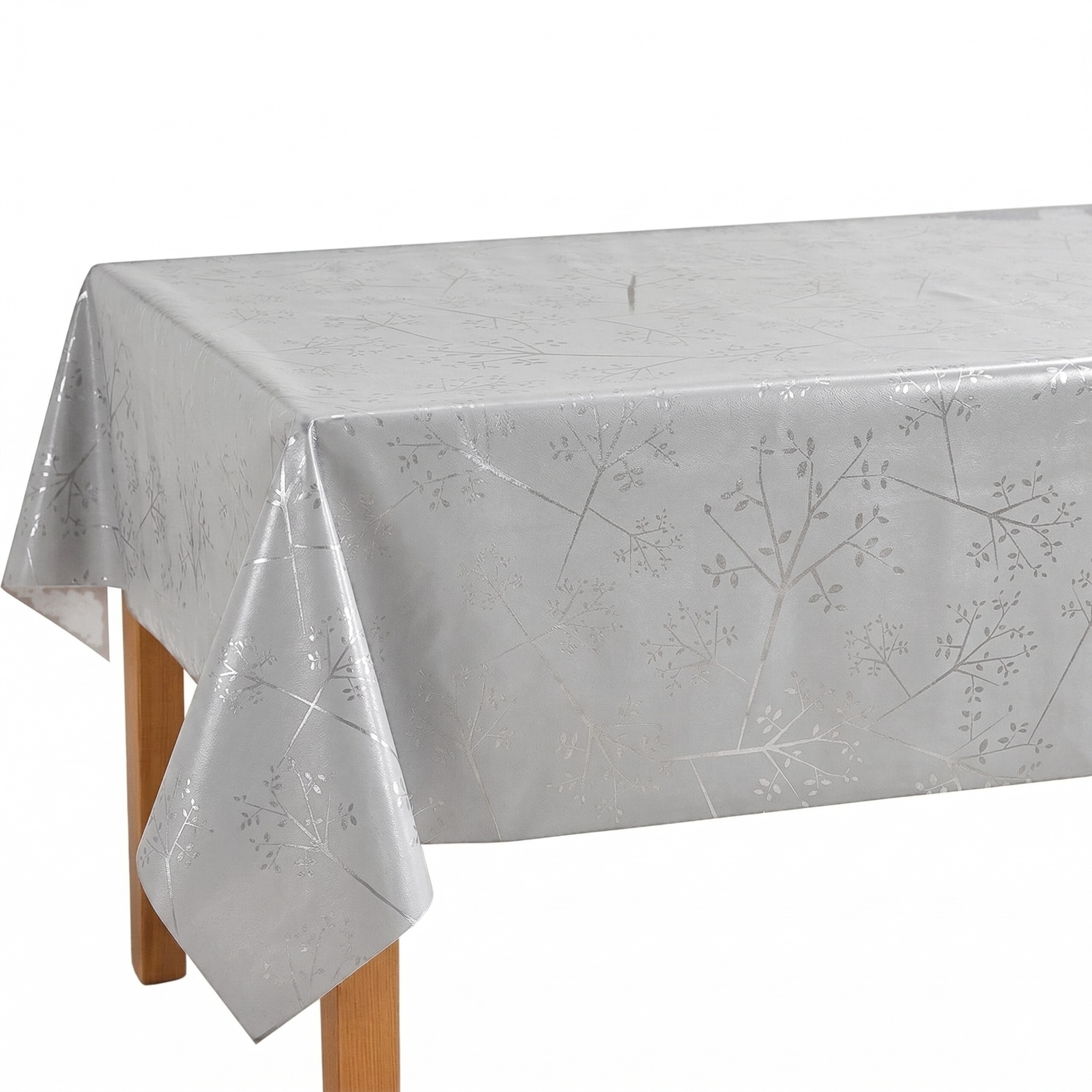 Mantel de PVC Impermeable para Mesa Rectangular , Resistente al Agua y a las Manchas ,Fácil de Limpiar,Diseño de Ramas Minimalista,Ancho 140 cm