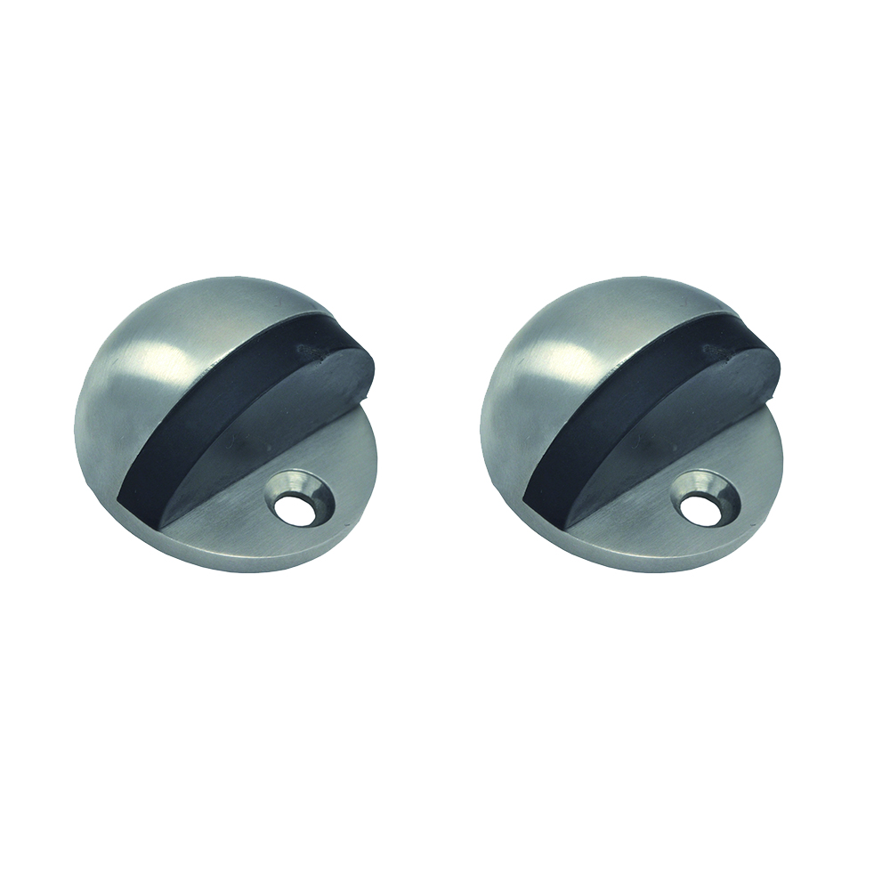 2 Un. TOPE de Puerta en acero inoxidable calidad AISI-304, fijación al suelo con tornillo - Diámetro 44MM