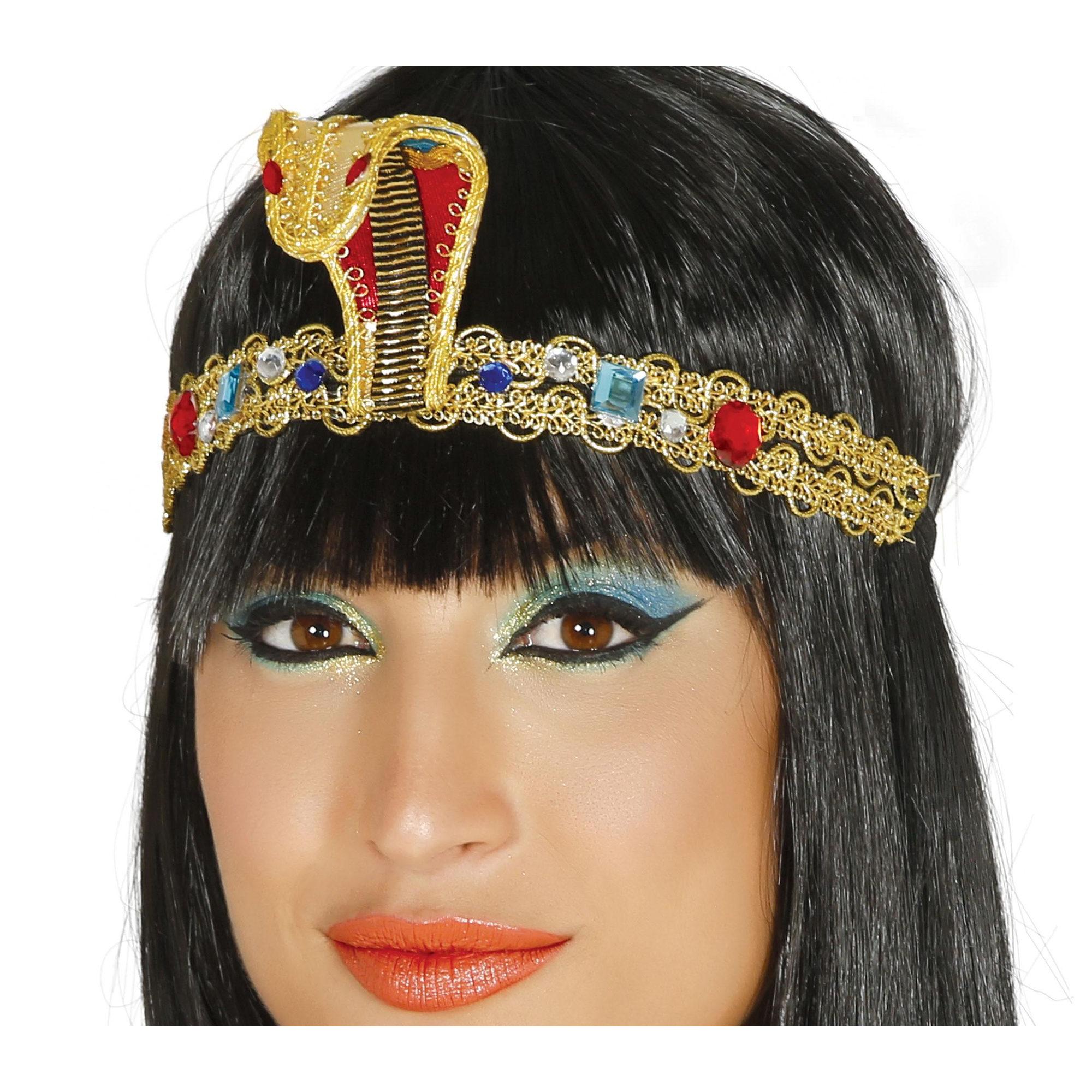 GUIRCA | Diadema de Cleopatra para Mujer Adulta, Accesorio de Disfraz Egipcio Elegante y Detallado con Cobra Dorada y Pedrería de Colores, Ideal para Carnaval, Halloween, Cosplay y Fiestas Temáticas