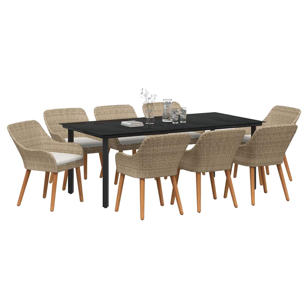 vidaXL Conjunto de Comedor de Jardín 9 pcs ratán sintético
