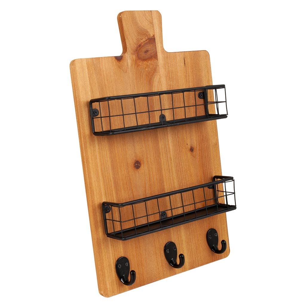 Wonderlust Deco - Percha con estantes de madera y metal marrón 23x6.5x38.5 Marrón 23x6.5x38.5h cm