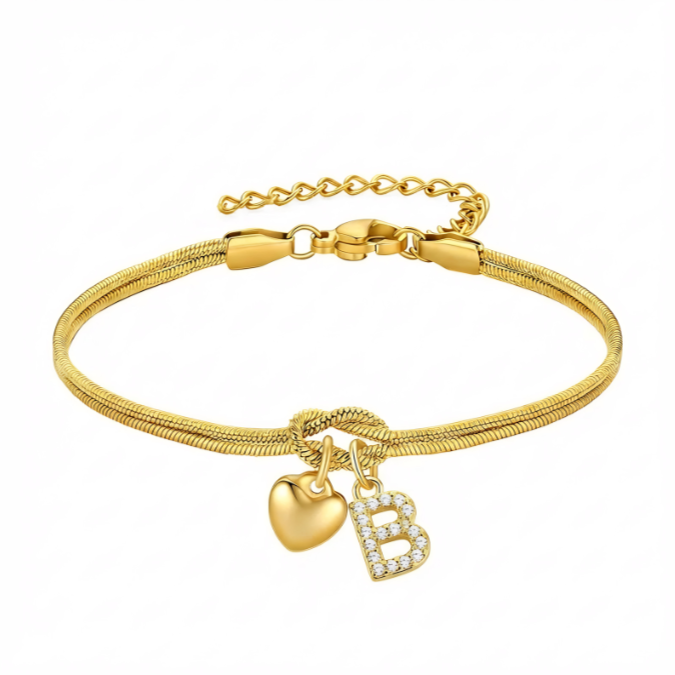 Pulseras doradas con iniciales para mujer, diseño de nudo de amor, estilo Barcelet, delicadas letras A-Z, pulseras doradas, regalos