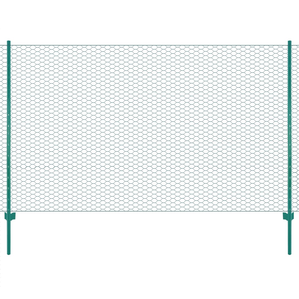 Vidaxl Valla de Malla con Postes Acero Verde, 25m