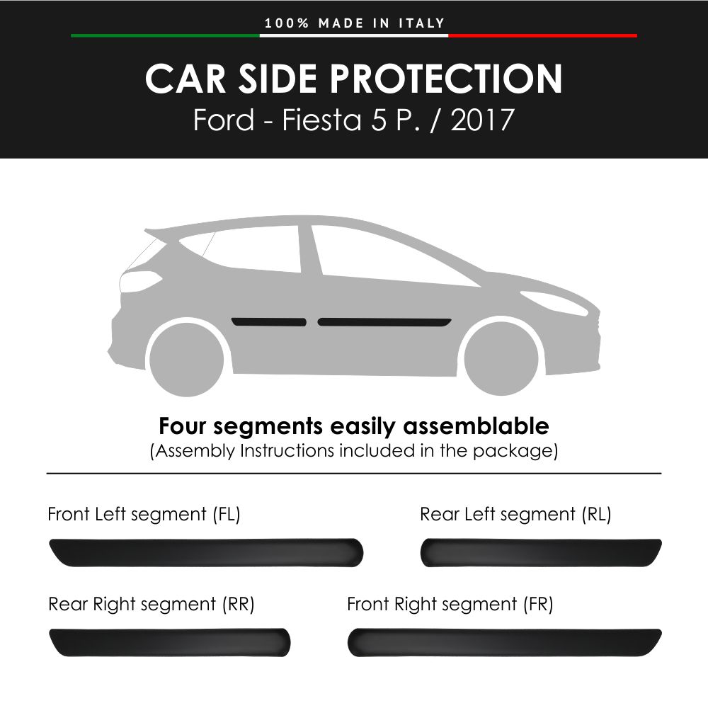 Molduras laterales Parachoques para Ford Fiesta 5 P. 2017 con Adhesivo de doble cara 3M