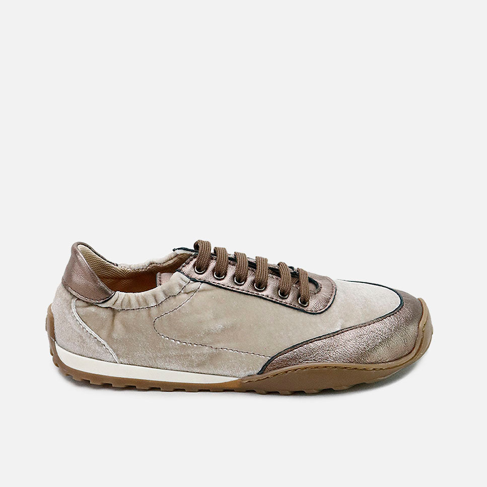 Zapatillas barefoot de terciopelo velvet taupe Elisoft | Eli 1957