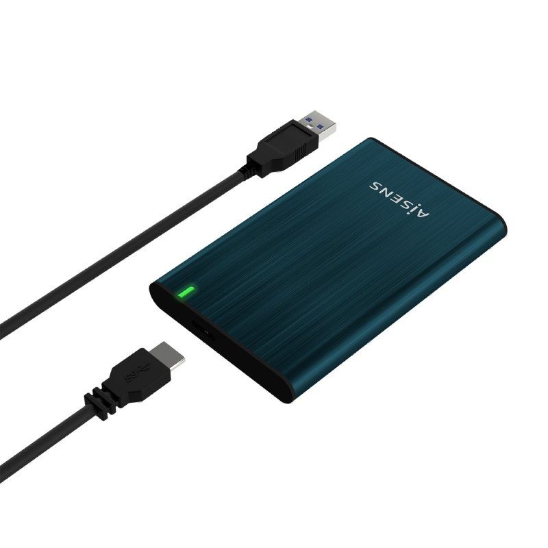 Caja Externa Aisens ASE-2525PB para Disco Duro 2.5" SATA, USB 3.0 de Alta Velocidad hasta 5Gbps, Aluminio, Sin Tornillos, Color Azul Pacífico