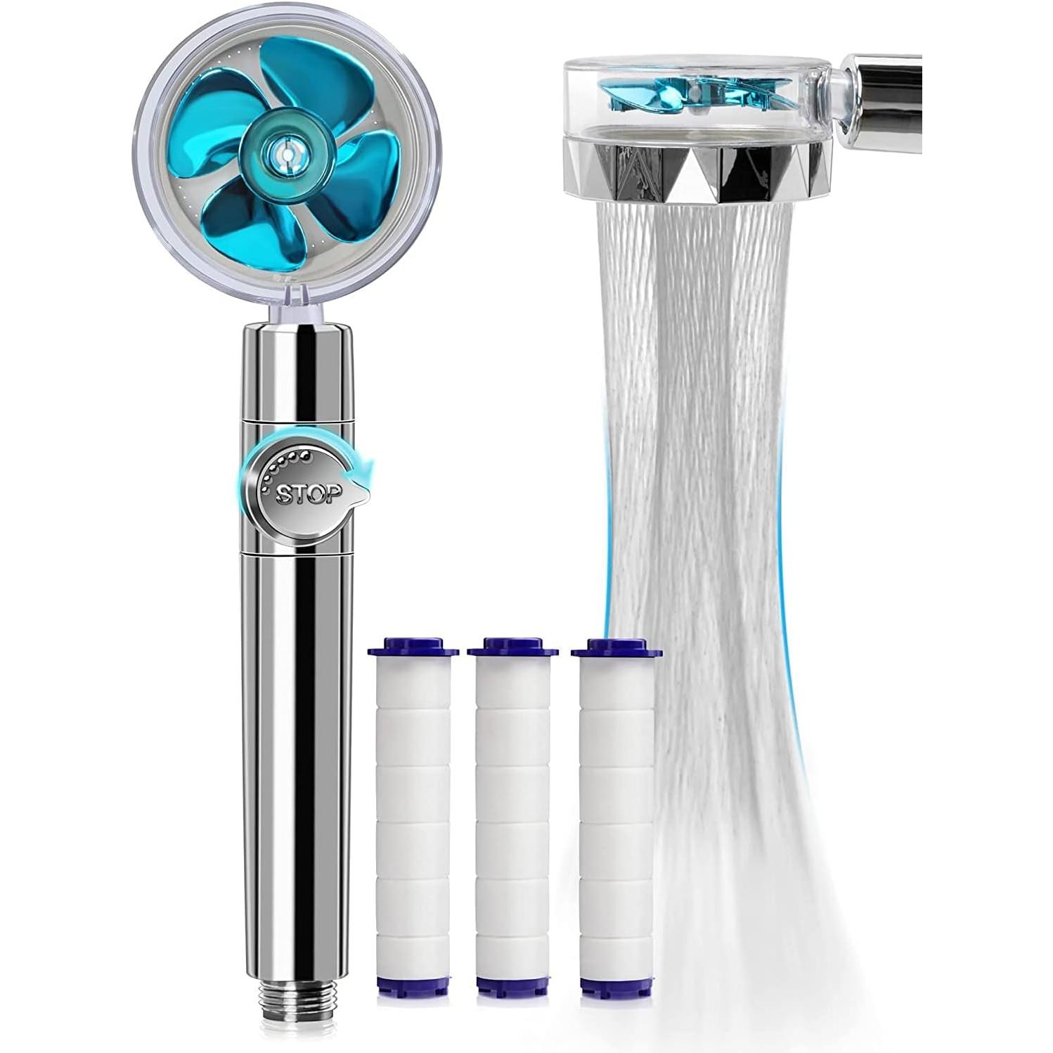 High Pressure Propeller Shower Head Three Level Filter Filter System With 3 Replaceable Pp Cotton Filter