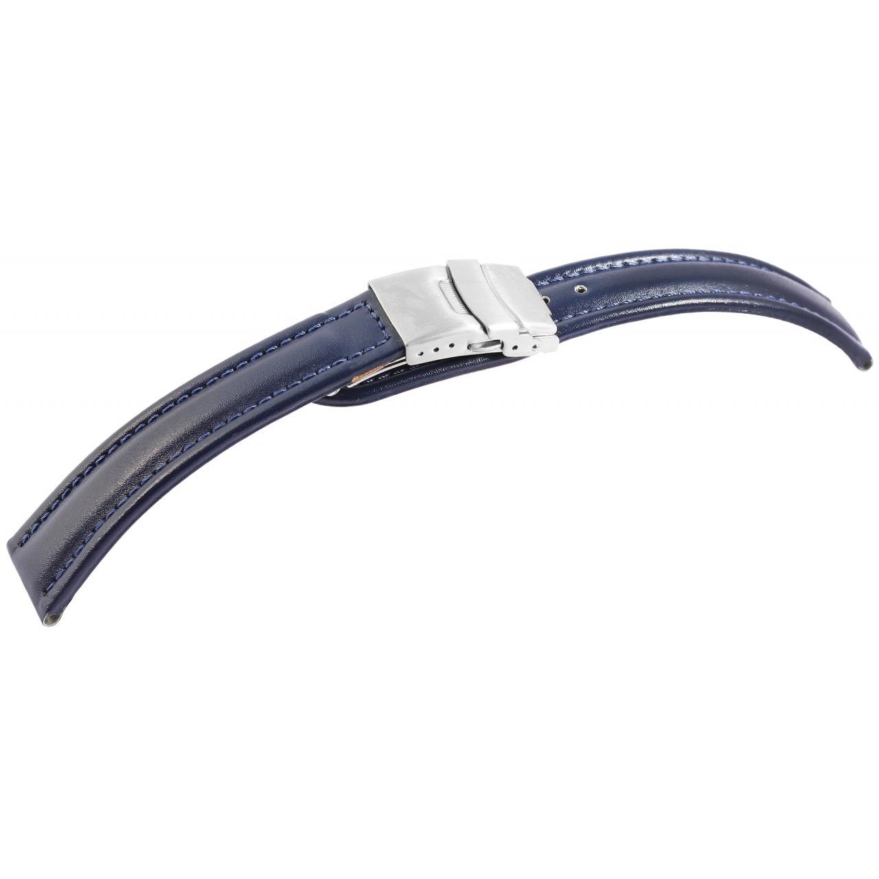 Bracelete para Reloj em Pele Genuína Azul 16 mm