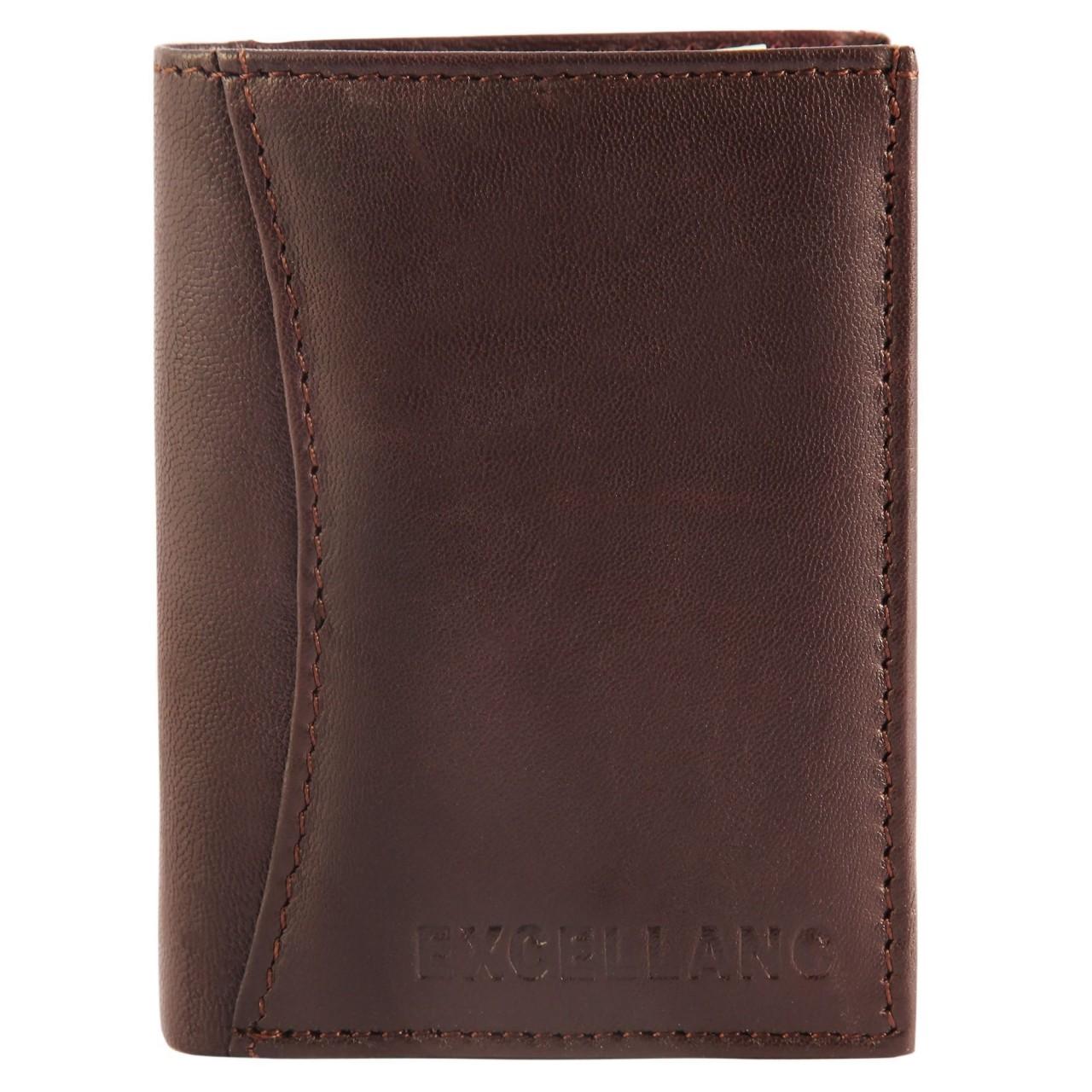 Excellanc® Cartera Castanha em Pele Genuína 0016