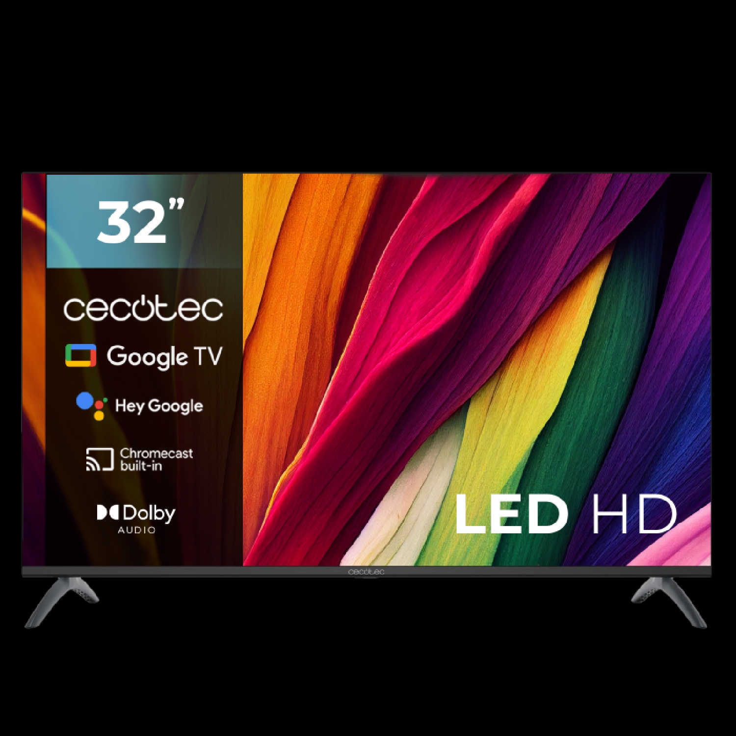 Cecotec Smart TV, Televisor LED de 32 Pulgadas Resolución HD A4 Series ALH40032S. Sistema Operativo Google TV, Dolby Audio