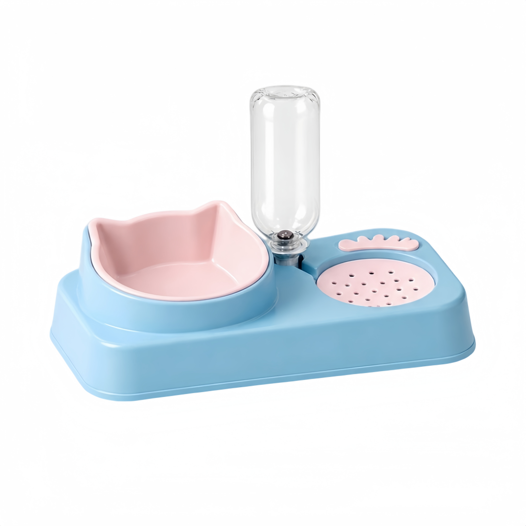 Tazón multifuncional 3 en 1 para gatitos — dispensador de agua + comedero + zona de juego, diseño compact32o 31.5x15.5x23.5 cm, fácil de transportar y mantener