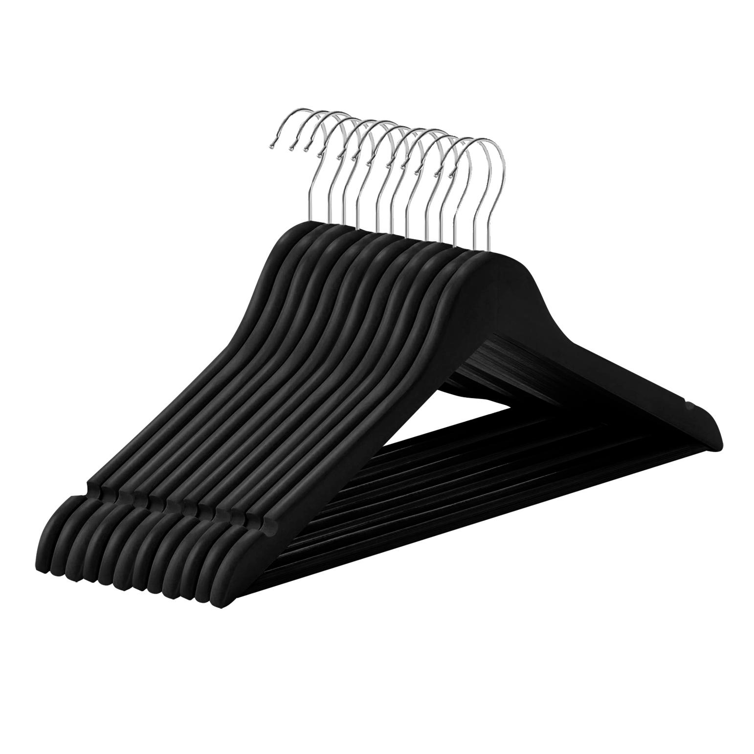 Euroxanty Perchas de Plástico Macizas para Trajes - Resistentes y Duraderas - Ropa, Abrigos, Chaquetas - Acabado Natural - Paquete de 3