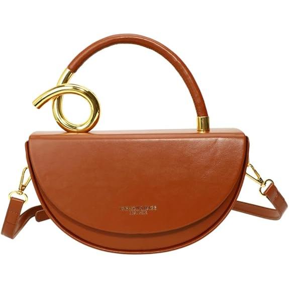 Monederos semicirculares para mujer, elegante bolso de hombro de piel sintética, bolso cruzado elegante