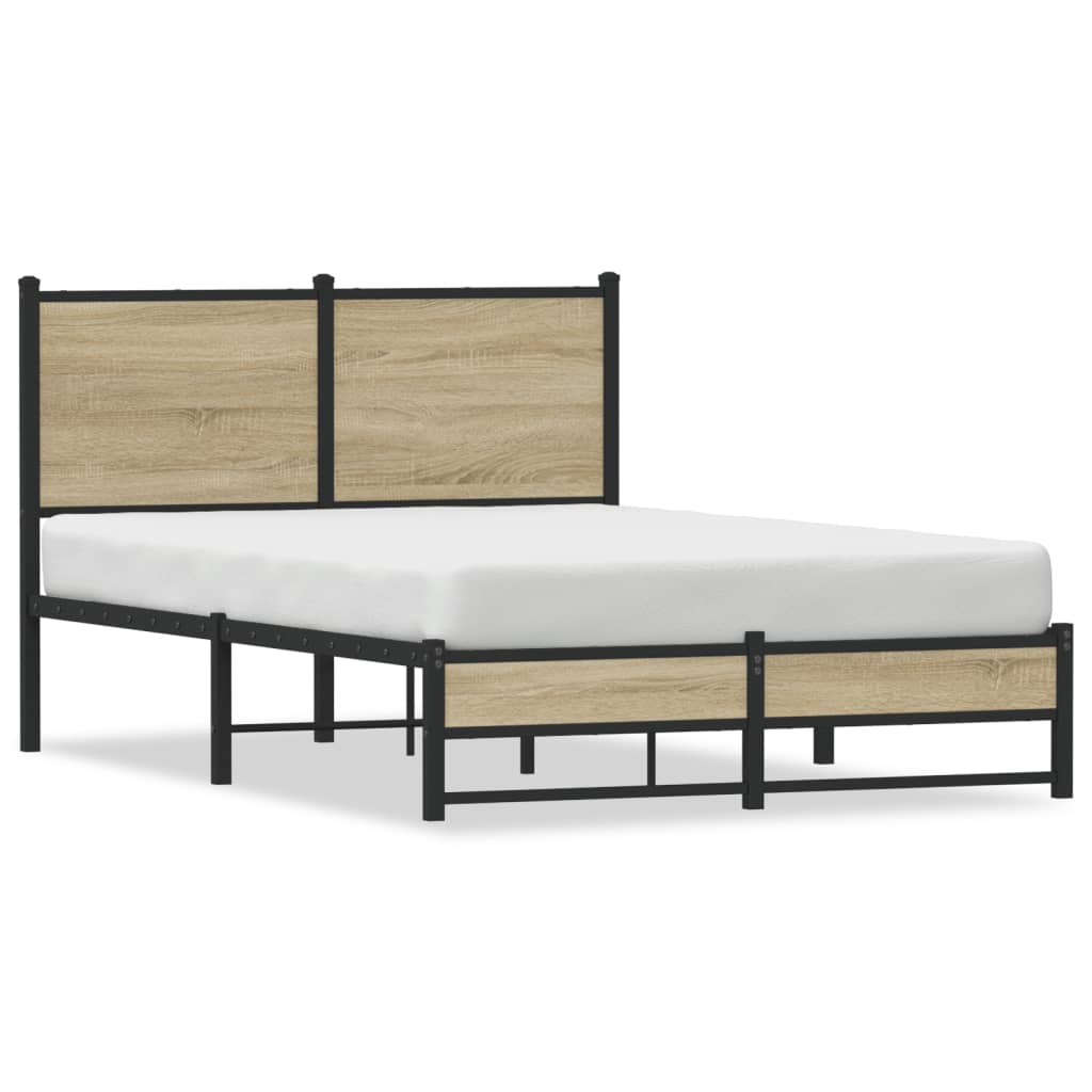vidaXL Estructura de cama sin colchón metal roble Sonoma 120x190 cm
