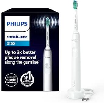 Philips – Cepillo de dientes eléctrico Philips Sonicare 3100, tecnología sónica, sensor de presión.