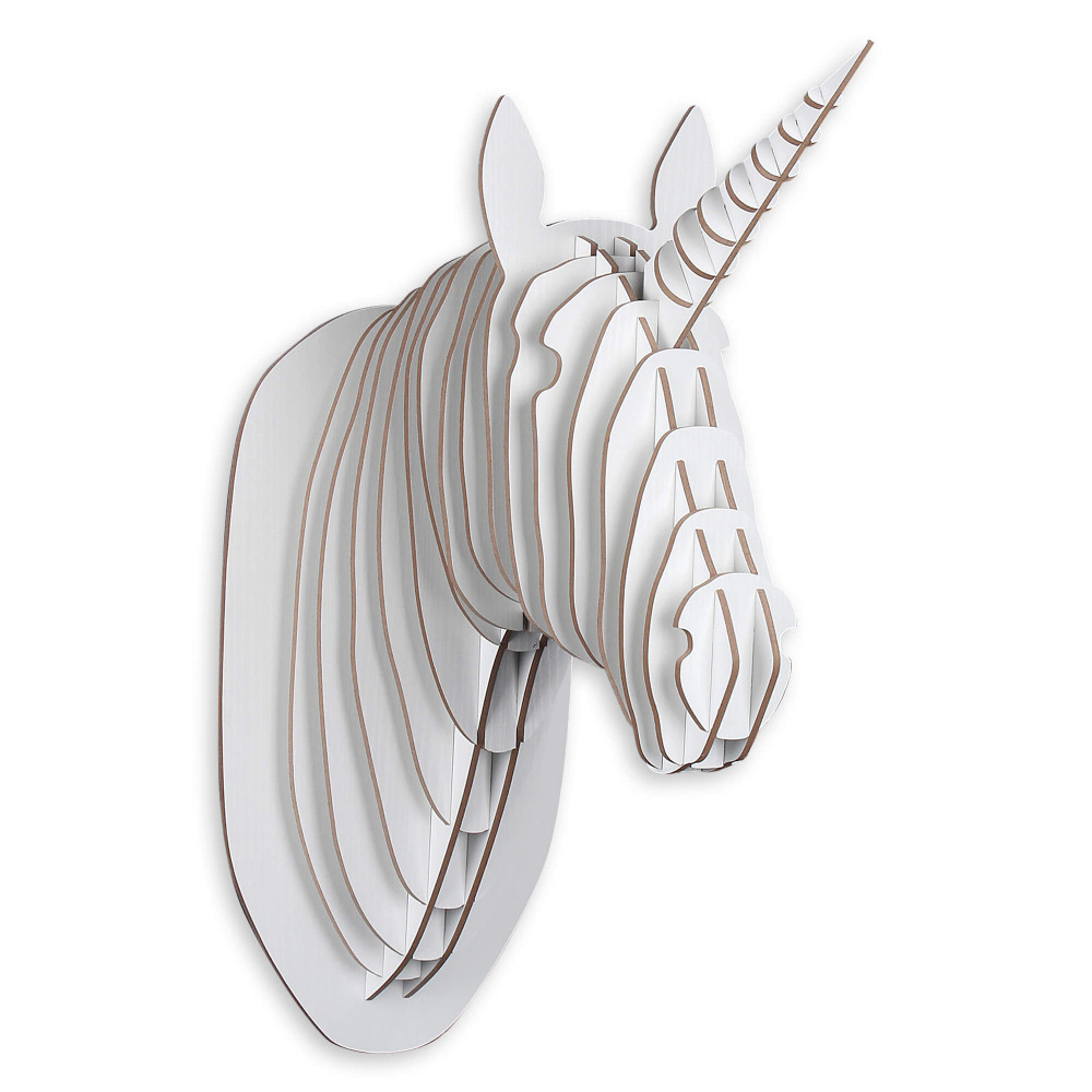 ORION91® - Unidad - Cuadro 3D unicornio de MDF blanco, 55 x 39 x 22 cm, diseño nórdico animal - spaziOrion91