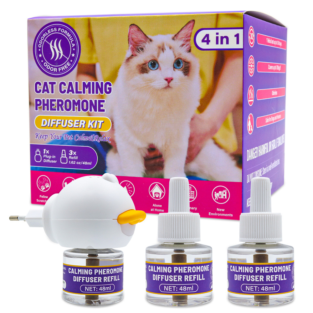 Difusor de feromonas para mascotas. Líquido que ayuda a reducir la ansiedad, calmar el estrés y prevenir reacciones de miedo. Versión con calefacción eléctrica.