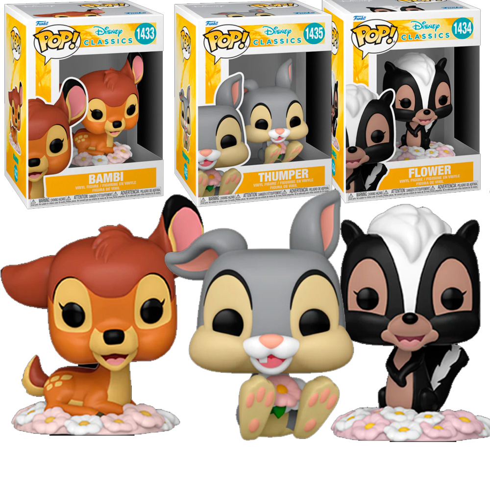 Funko Pack 3 funkos Bambi Tambior Flor Thumper Flower  1433 1434 1435   Disney Funko Pop Vinyl