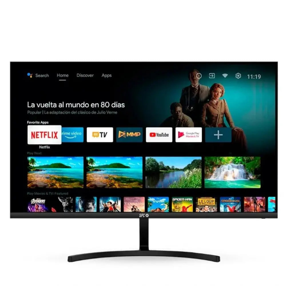 SPC Smart Monitor 23.8\" FullHD Android TV 900024N con panel VA, antirreflejos y filtro luz azul para trabajo y entretenimiento, compatible con Chromecast y Google Assistant, montaje VESA incluido