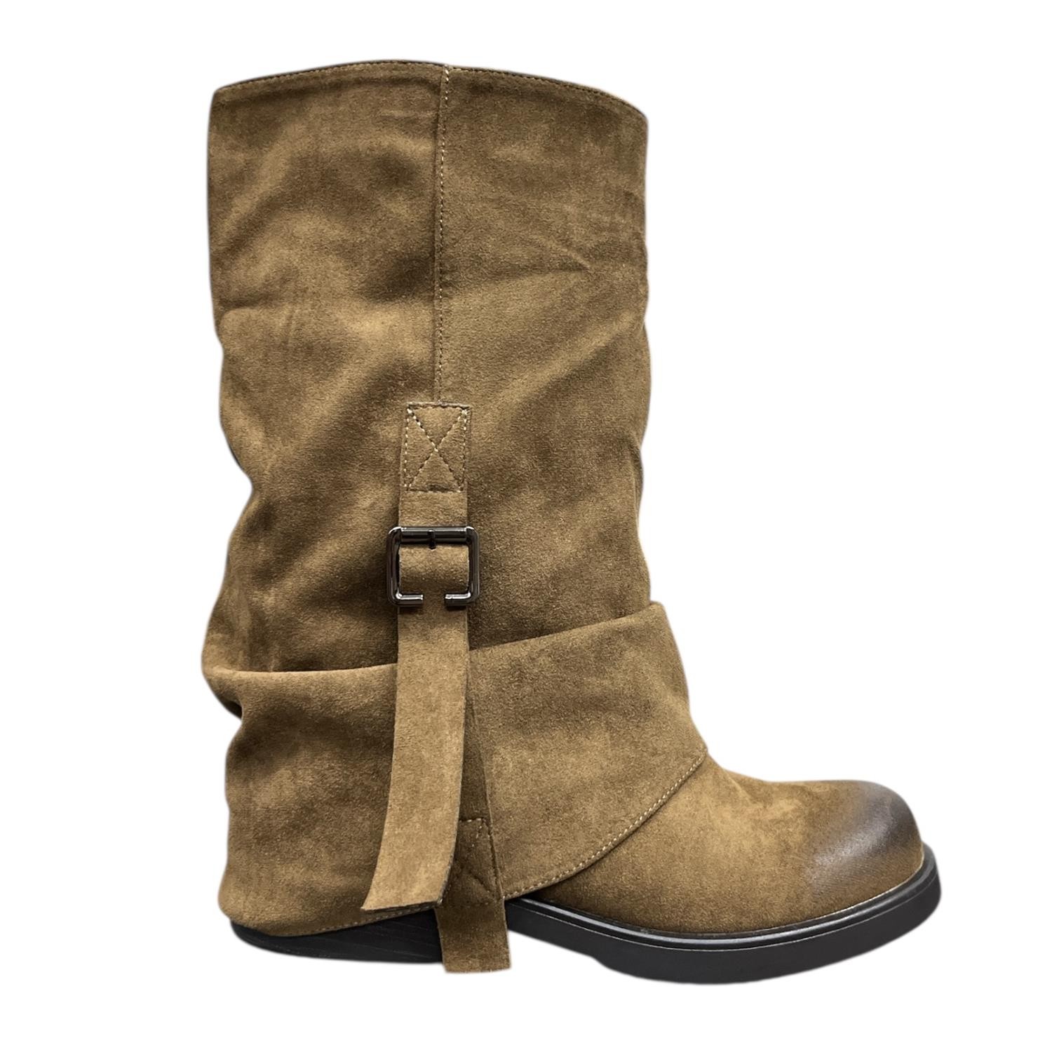 Bota Doble Hebilla Lateral Taupe