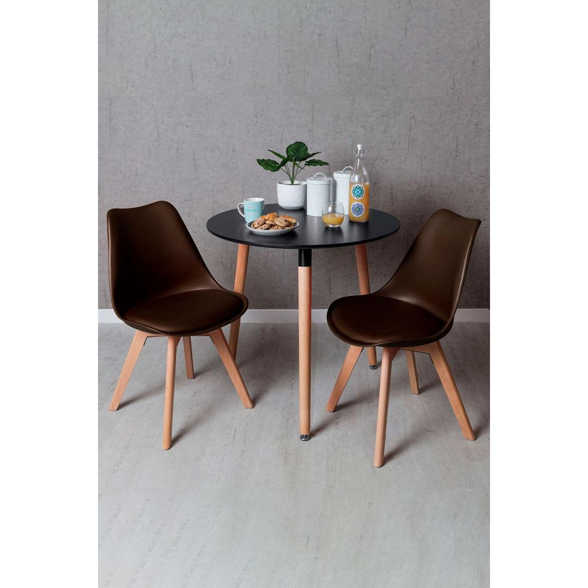 Regalos Miguel - Conjuntos de mesa y sillas - Conjunto Mesa Tower Redonda 80 cm Negra y Pack 2 Sillas Synk Basic