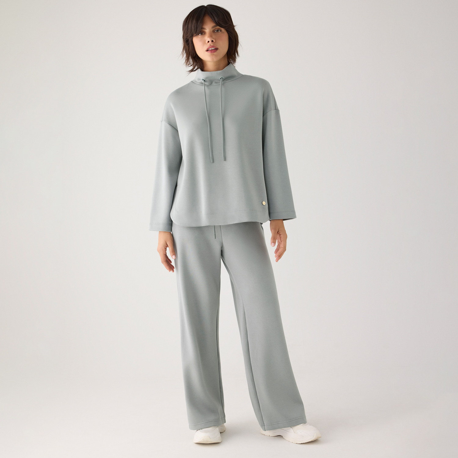 Ysabel Mora - Jersey afelpado cuello alto con cordones azul