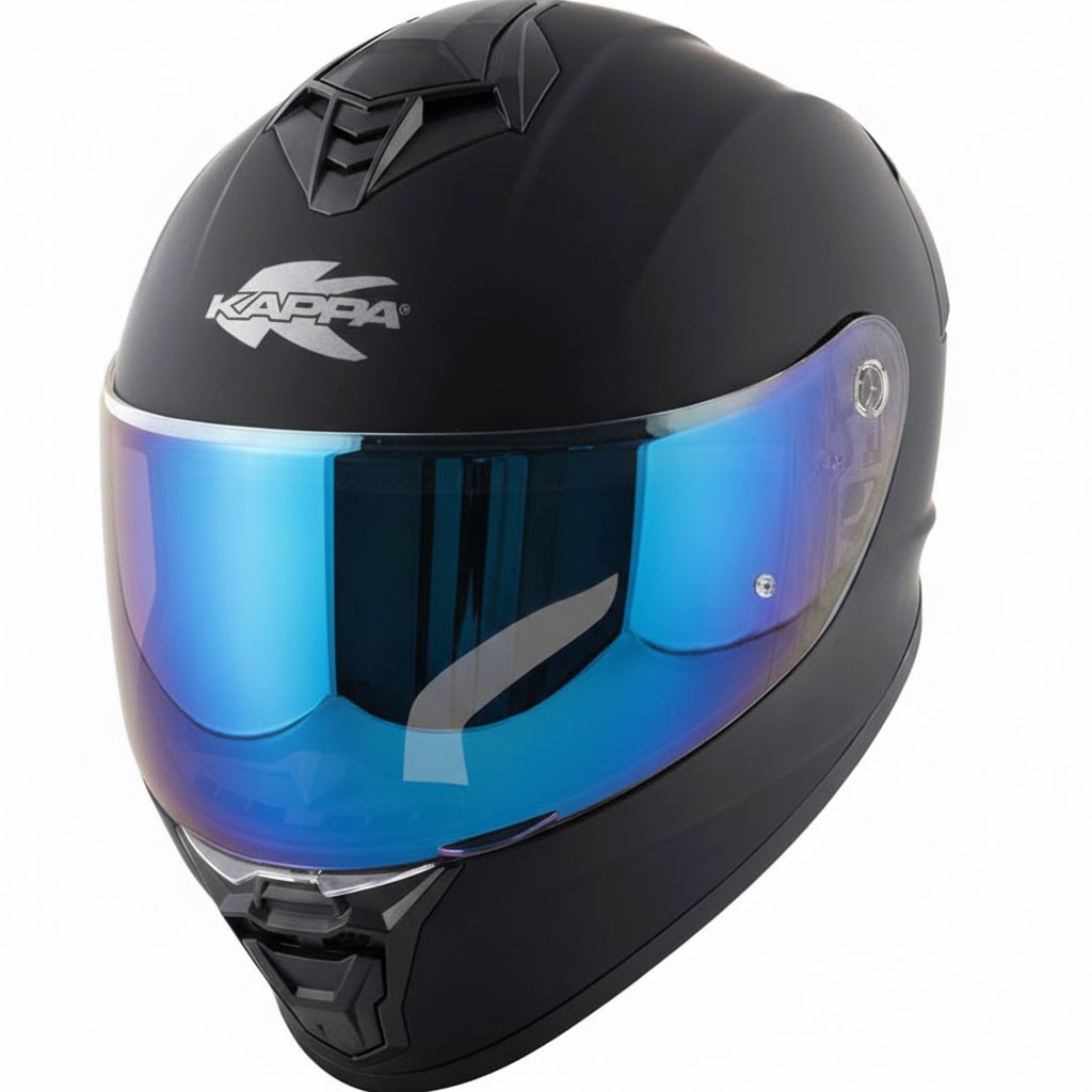 Casco de moto Integral Kappa KV51 Negro Mate + Pantalla decorada
