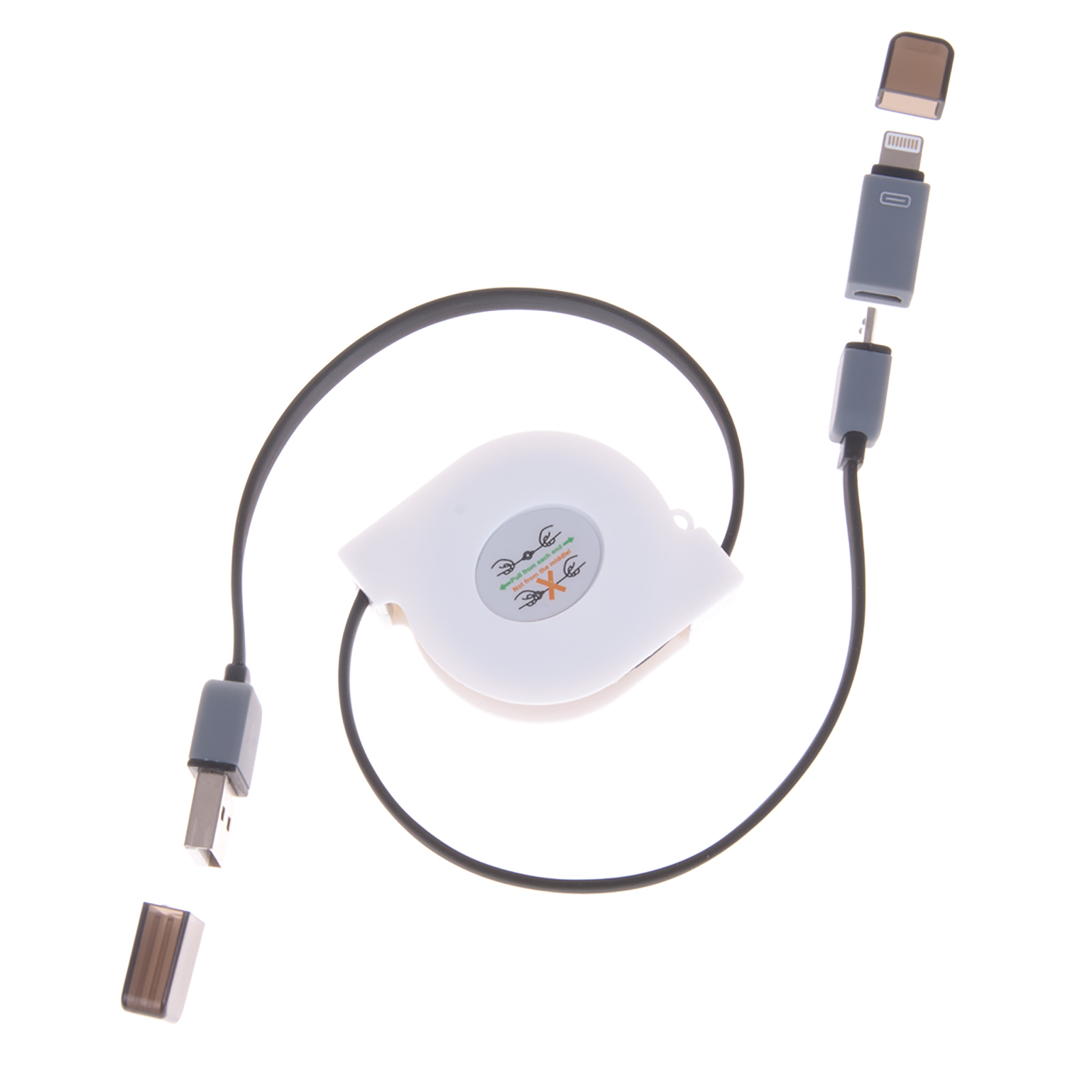 Cable enrollable 2 en 1 4x1x12cm