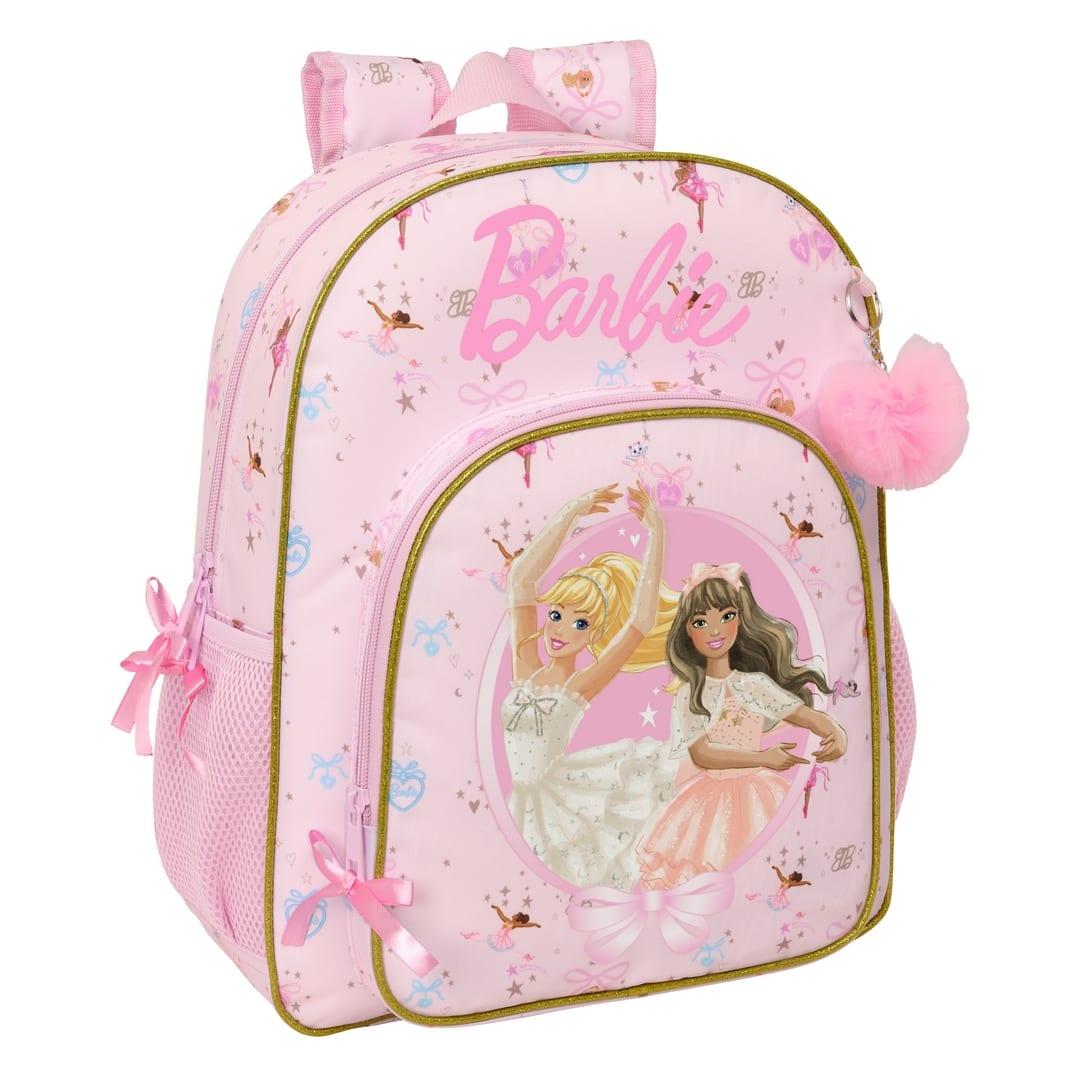 SAFTA | Mochila Escolar Barbie Rosa con Estampado de Ergonómica y Acolchada, Compartimento Principal con Cremallera, Tarjeta Identificación, Asa Superior, Infantil Vuelta al Cole, Bolsillo Interior