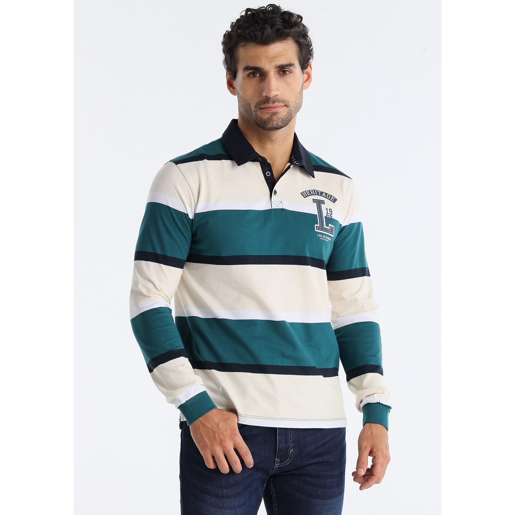 LOIS JEANS - Polo manga larga con franjas aplicación