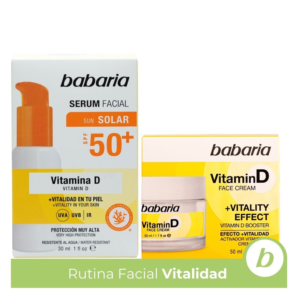 Babaria - Serum Facial y Crema Antiedad Mujer Vitamina D 50 | Crema Antiedad Hombre | Uso Diario | Estimula la producción de receptores de vitamina D, Vitamina E y Emolientes
