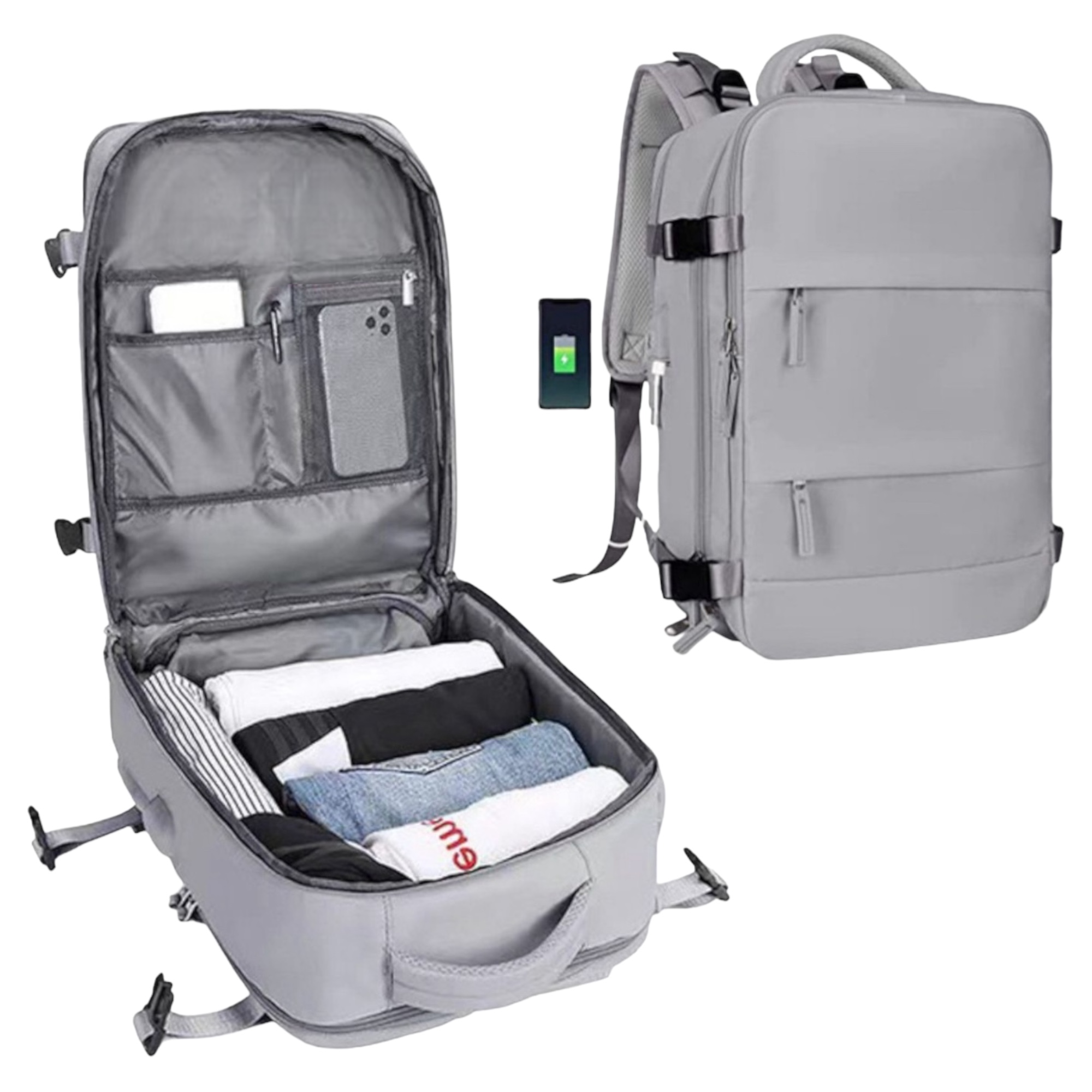 Mochila de Viaje para Cabina de Avión 45x36x20 para Vueling, EasyJet, Ryanair Equipaje de Mano Impermeable y Espaciosa con Compartimento para Zapatos y Puerto USB Mochila Antirrobo Multifuncional para Viajes y Es ( 2350 2210-002 1288 )