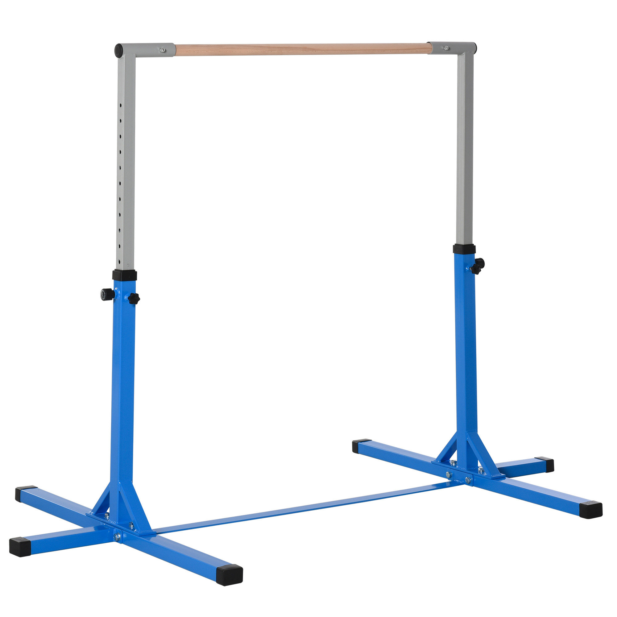 HOMCOM Barra de Gimnasia para Niños de +3 Años Barra de Entrenamiento con Altura Ajustable 92-150 cm Barra Horizontal de Gimnasia Carga 75 kg 197x121x150 cm