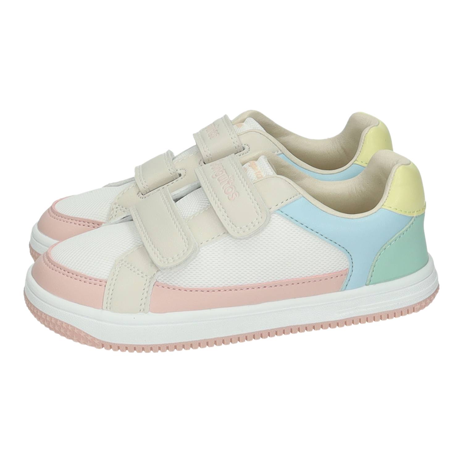 Zapatillas marca CONGUITOS para niña en color multicolor. Calzado infantil respetuoso GoFlex multicolor con doble cinta textil adhesiva, malla transpirable y ligero